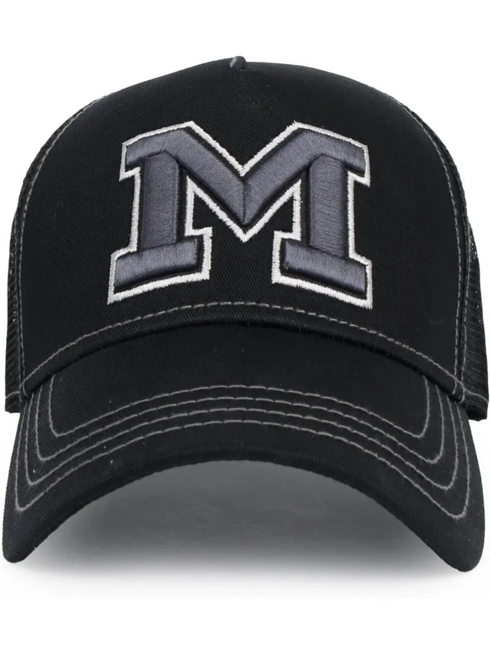 Star Embroidery Black & White Trucker Hat | Cotton Baseball Cap for Stylish Look
